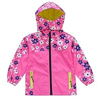 KISBINI Big Girls Windproof Zip Jacket Hooded Windbreaker Raincoat Rose Red 5T
