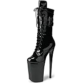 WUXIN H&amp;P Women's 9 in Pole Dance Boot Shoes,Exotic Stiletto Platform, 23 cm Stiletto Platform Pole Dancing Shoes Ankle Boots Heels