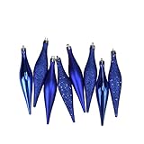Northlight Set of 8 Shimmering Royal Blue Shatterproof 4-Finish Christmas Finial Drop Ornaments 5.5