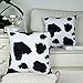 CaliTime Pack of 2 Cozy Fleece Throw Pillow Cases Covers for Couch Bed Sofa Farmhouse Animal Skin Pattern Printed Both Sides 18 X 18 Inches Cow