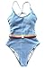 CUPSHE Women's Make Me Proud Low Back Cross One-Piece Swimsuit Bathing Suit