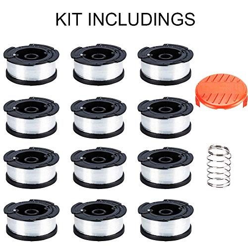 TRIMGRACE Line String Trimmer Replacement Spool, Suitable for Black+Decker String Trimmer, 14 Pack (12/30ft 0.065" Replacement Line Spool, 1 Trimmer Cap Cover and 1 Spring)