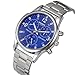 Big Promotion! Auwer Watch, Mens Fashion Crystal Stainless Steel Analog Quartz Wristwatch Simple Clock (Blue)