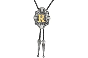 Btilasif Bolo Tie Western Cowboy Intial Letters Bolo Tie ABCDJMR to Z Leather Necktie Jewelry Accessories for Men Women
