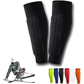 Soccer Shin Guards Shin Pads for Kids Youth Adult, Ski Shin Guards Calf Compression Sleeve with Honeycomb Pads, Lightweight Calf Protective Gear for Football Soccer
