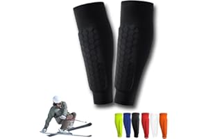 FAQUSA Soccer Shin Guards Shin Pads for Kids Youth Adult, Ski Shin Guards Calf Compression Sleeve with Honeycomb Pads, Lightweight Calf Protective Gear for Football Soccer