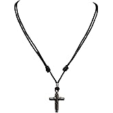 BlueRica Wrapped Cross on Adjustable Cord Necklace