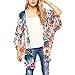 BOSSAND Women's Sheer Chiffon Blouse Loose Tops Kimono Floral Print Cardigan