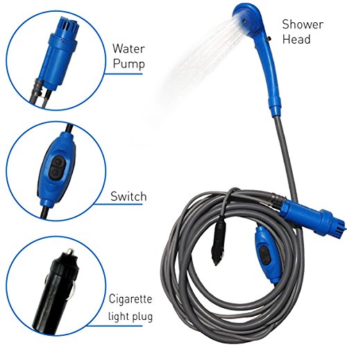12 Volt Portable Mobile Camping Personal Shower. Includes Water Pump