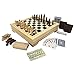 KAILE Deluxe 11.8 Inch 7 in 1 Board Game Set - Chess Set, Checkers, Backgammon, Dominoes, Playing Cards, Poker Dices and Cribbage