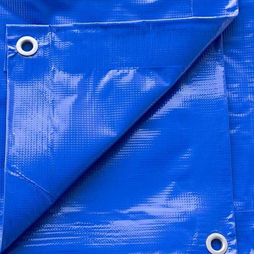 12-Foot by 16-Foot Multi-Purpose 100% Waterproof Blue Heavy Duty PVC Vinyl Tarp Cover 12 Mil Thickness for Inflatables, Tents, and Weather Protection