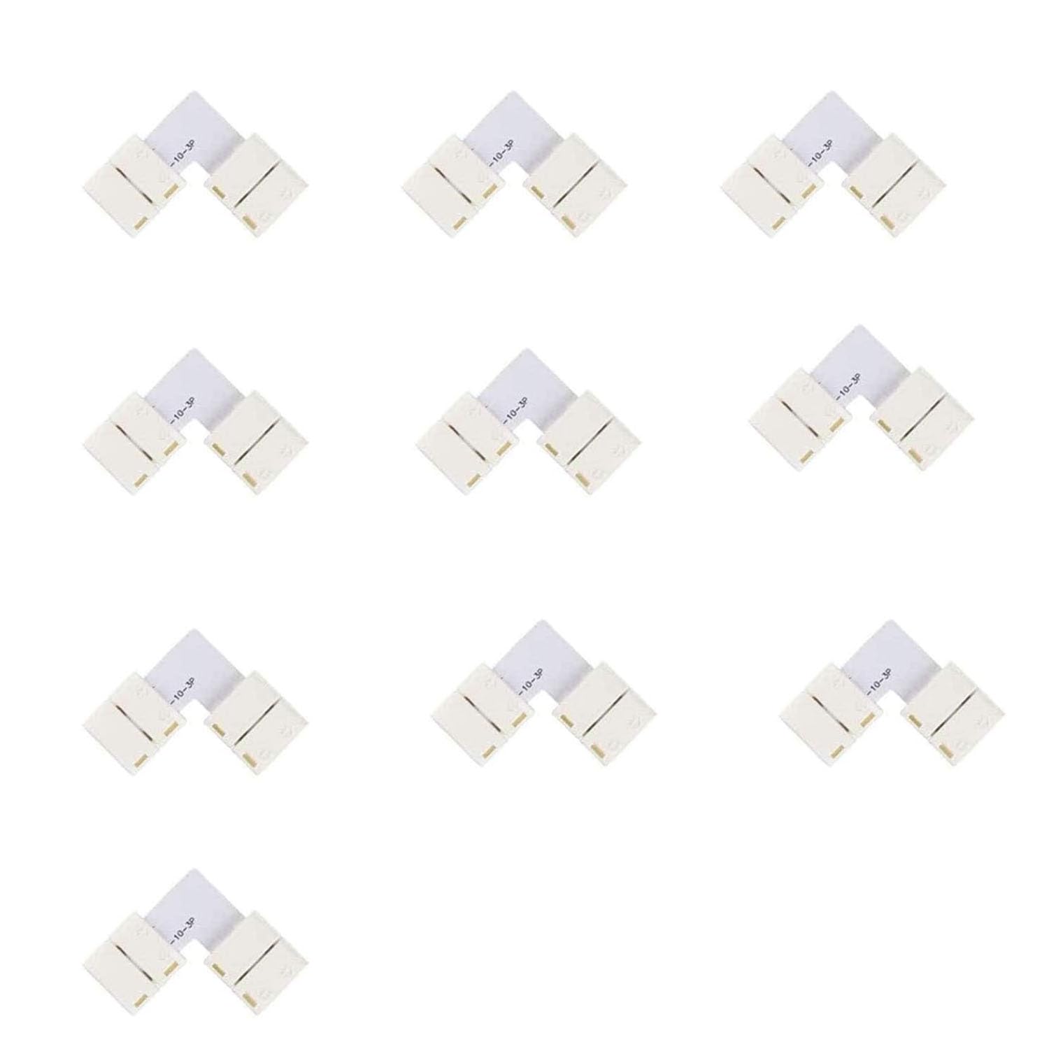 YAJIERUI 10pcs LED Light Strip Connector with 3 pins and 10mm solderless LED Light Connector L-Shaped LED Light Extension Connector Suitable for SK6812 WS2811 WS2812B LED Light Strip