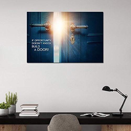 Visual-Art-Decor-Success-Inspiration-Quote-Canvas-Wall-Art-If-Opportunity-Doesnt-Knock-Build-a-Door-Motivation-Motto-Framed-Giclee-Prints-Home-Office-Decoration-W-32-xH-24