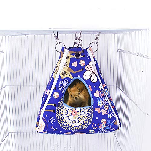 Bird Nest Hut Hammock Tent Bed Toy for Pet Parrot Parakeet Cockatiel Conure Cockatoo African Grey Amazon Lovebird Finch Canary Budgie Hamster Rat Gerbils Chinchilla Ferret Squirrel Cage Swing (L) - Thumbnail 2