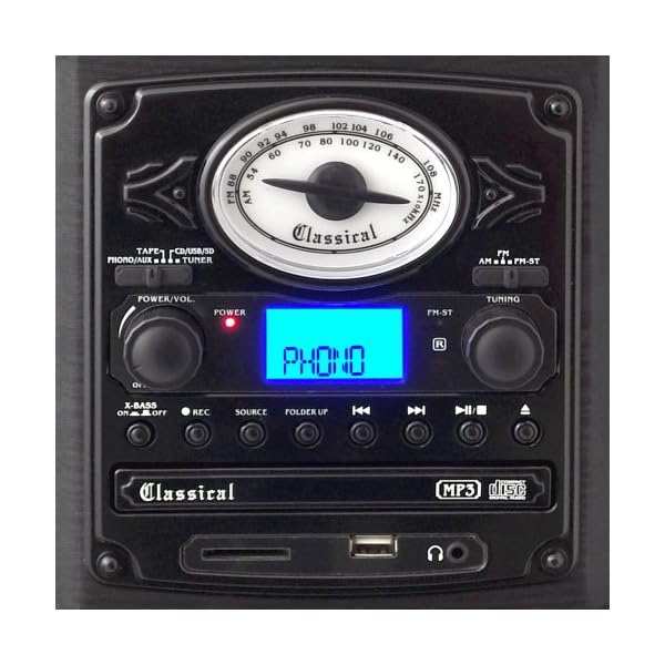 Pyle-Home-PTCDS7UI-Retro-Vintage-Turntable-with-CDMP3CasetteRadioUSBSD-Aux-In-and-Vinyl-to-MP3-Encoding