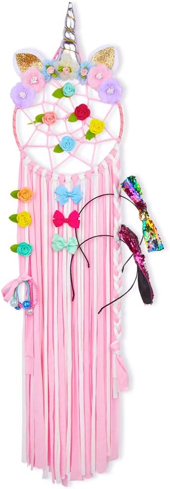 Beinou Hair Bow Holder Unicorn Headband Holder Hair Clips Organizer Metal Hoop Hairbow Hanger Alligater Clips Hair Accessories Storage Hair Barrettes Organizer (Hot Pink)