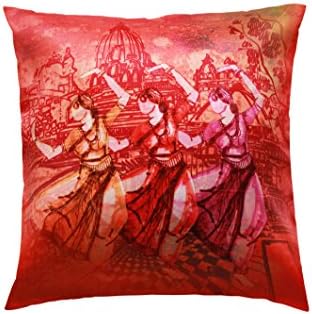 CULT CURIO Satin Nritya Decorative Throw Pillow Case Cushion Cover 16''X16''
