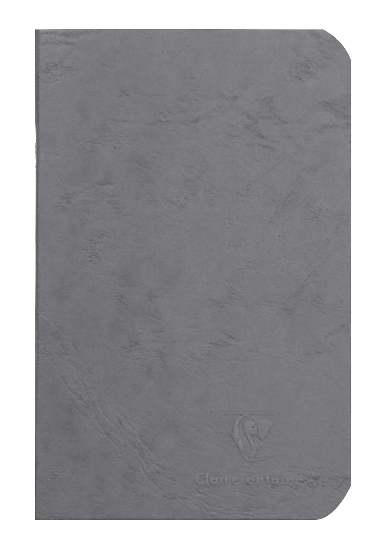 Clairefontaine 734105C Collection Age Bag A Grey Stapled Notebook - Size: 9x14 cm - 96 Plain White Pages - 90 gsm Paper - Leather Grain Glossy Card Cover