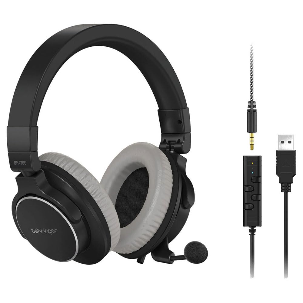 Behringer BH470U Headphones Premium Stereo Headset with Detachable Microphone and USB Cable