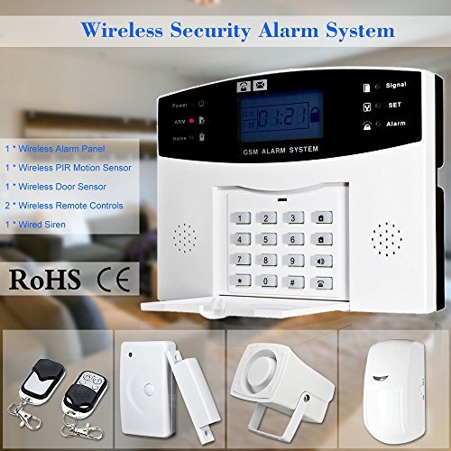 KKmoon Wireless GSM SMS Home Burglar Security Alarm System Detector Sensor Kit Remote Control 433MHz
