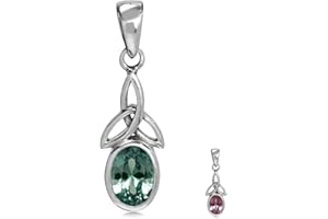 Silvershake Birthstone Gemstone 925 Sterling Silver Triquetra Celtic Knot Solitaire Pendant
