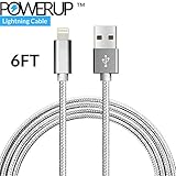 iPhone Charger Cable (6ft) Apple Certified Lightning Cable for iPhone X / 8 / 7 / 7 Plus / 6 / 6 Plus / 5S (Space Grey) by PowerUp