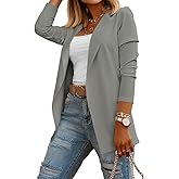 Womens Casual Long Sleeve Blazers Solid Color Knit Blazer Work Office Open Front Blazer Jacket