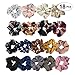 SEVEN STYLE 10 Pcs Colors Women's Chiffon Flower Hair Scrunchies Hair Bow Chiffon Ponytail Holder with Gift Bag,Great Gift for Thanksgiving day and Christmas