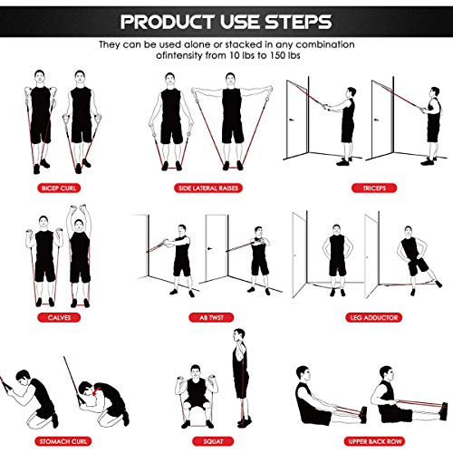 VEICK Resistance Bands Set,Workout Bands,5 Tube Fitness Bands with Door