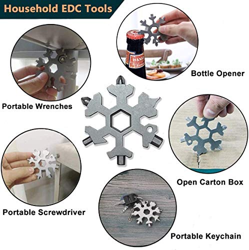 2020 Snowflake Multitool with Keychain, 19 in 1 Frosted Electroplated Snowflake Multi Tool Wrench, Great Christmas Gifts for Mens, Bottle Opener/Flat Screwdriver Kit