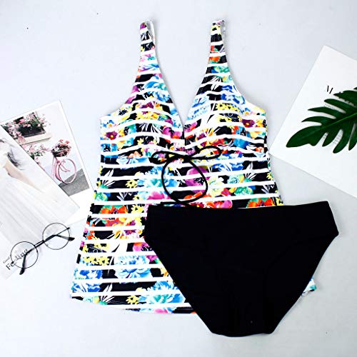 COOKI Women Swimsuit Floral Printed Tankini Top Bikini Swimwear Two Piece Bottoms Tankini Swimsuits Bathing Suits