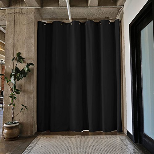 RoomDividersNow Premium Heavyweight Tension Rod Room Divider Kit - XX-Large A, 8ft Tall x 10ft - 12ft 6in Wide (Midnight Black) - Thumbnail 2