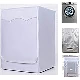 FLR Washing Machine Cover Waterproof Lightweight Solid Front Load Washer Dryer Cover Silver Durable Portable Washing Machine 