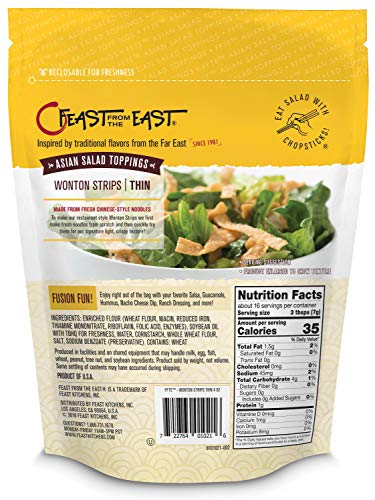 Feast From The East Asian Salad Toppings - Wonton Strips - Thin 4 Ounce