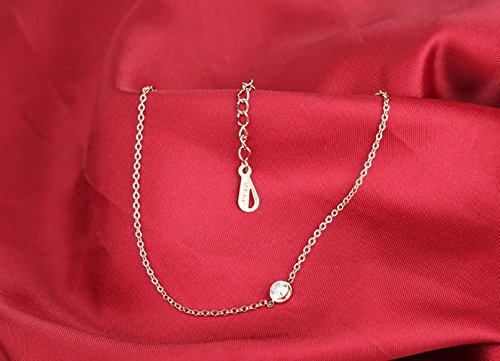 Donna-Cavigliera-Acciaio-INOX-Oro-Rosa-Braccialetto-di-Caviglia-con-Zircone-Ciondolo