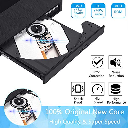 External CD DVD Drive, Dual USB Type C and USB 3.0 Superdrive Optical USB C Drive Portable CD/DVD +/-RW Burner for iMac PC Mac OS Windows 7 8 10 Linux MacBook (Black)