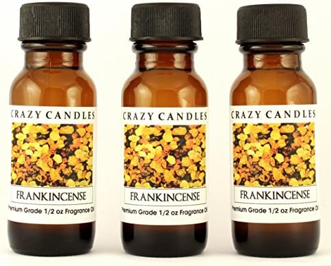 Crazy Candles Frankincense 3 Bottles 1/2 FL Oz Each (15ml) Premium Grade Scented Fragrance Oil