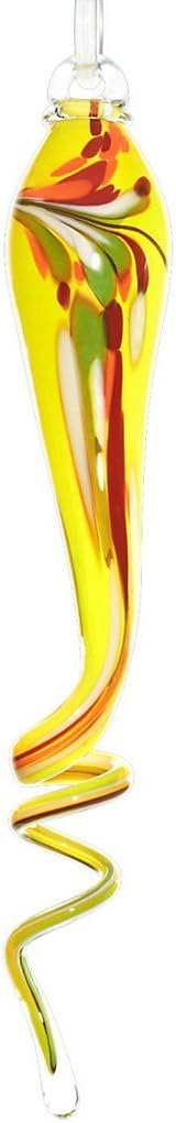 CRISTALICA Garden Spiral Hanging Garden Decoration Glass Hand-Blown 40 cm Yellow incl. Stick