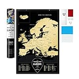 Scratch Off Europe Travel Map: 1DEA.me Scratchable Poster - Interactive Modern Geography Maps, Travel Tracker & Wall Art Decor for Kids & Adults - Made from Durable Flexible Plastic to Last Longer