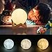 Moon Lamp, ICOCO 3D Luna Moon Lamp Dimmable Tap Control LED Night Light 8 Colors, USB Rechargeable Home Decorative Light 3D Printing Moon Lamp for Creative Gift with Wooden Holder 5.9 Inch