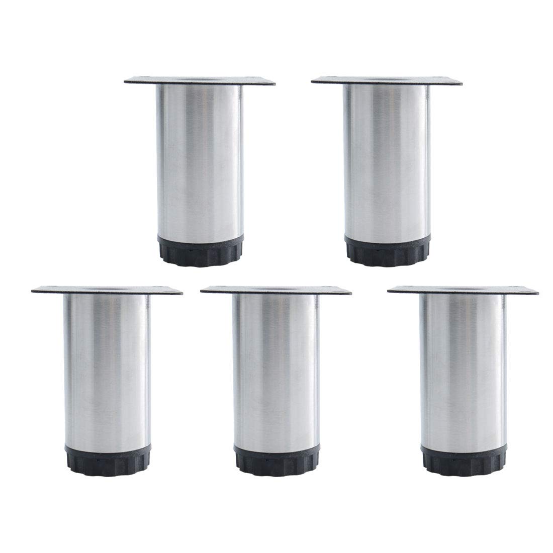 sourcing map 4 Inch Furniture Legs Stainless Steel Sofa Table Desk Cabinet Wardrobe Worktop Shelves Feet Replacement Height Adjustable Set of 5