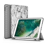 SWEES Compatible iPad 9.7 2018/2017 Case with Pencil Holder, Shockproof Durable Smart Cover Leather Case with Built-in Apple Pencil Holder Compatible iPad 9.7 inch 6th/5th Generation, Marble