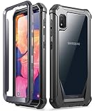 Poetic Galaxy A10E Rugged Clear Case, Full-Body Hybrid Shockproof Bumper Cover, Built-in-Screen Protector, Guardian Series, Case for Samsung Galaxy A10E (2019 Release), Black/Clear