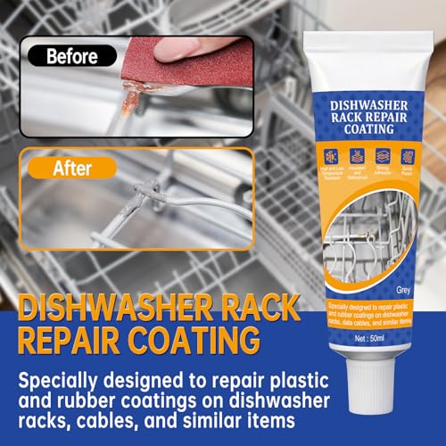 2 x 50ml Masilla Plastico Reparacion para la Reparación de Cestas de Lavavajillas, Reparador Bandejas y Rejillas de Lavavajillas Gris, Pintura Oxido Lavavajillas, Resistente al Calor, Anticorrosión
