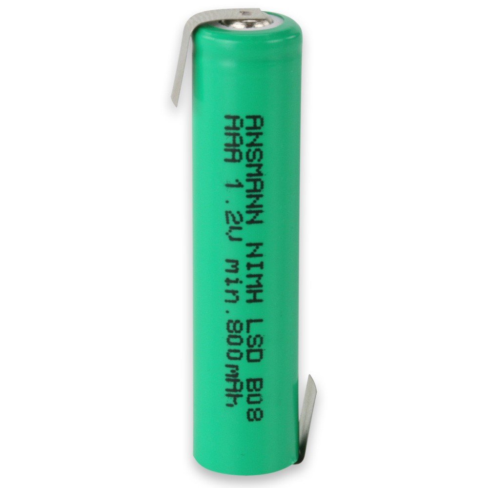 ANSMANN 800 mAh 1.2 V AAA NiMH LSD Flat-Top Battery with Z-Tags