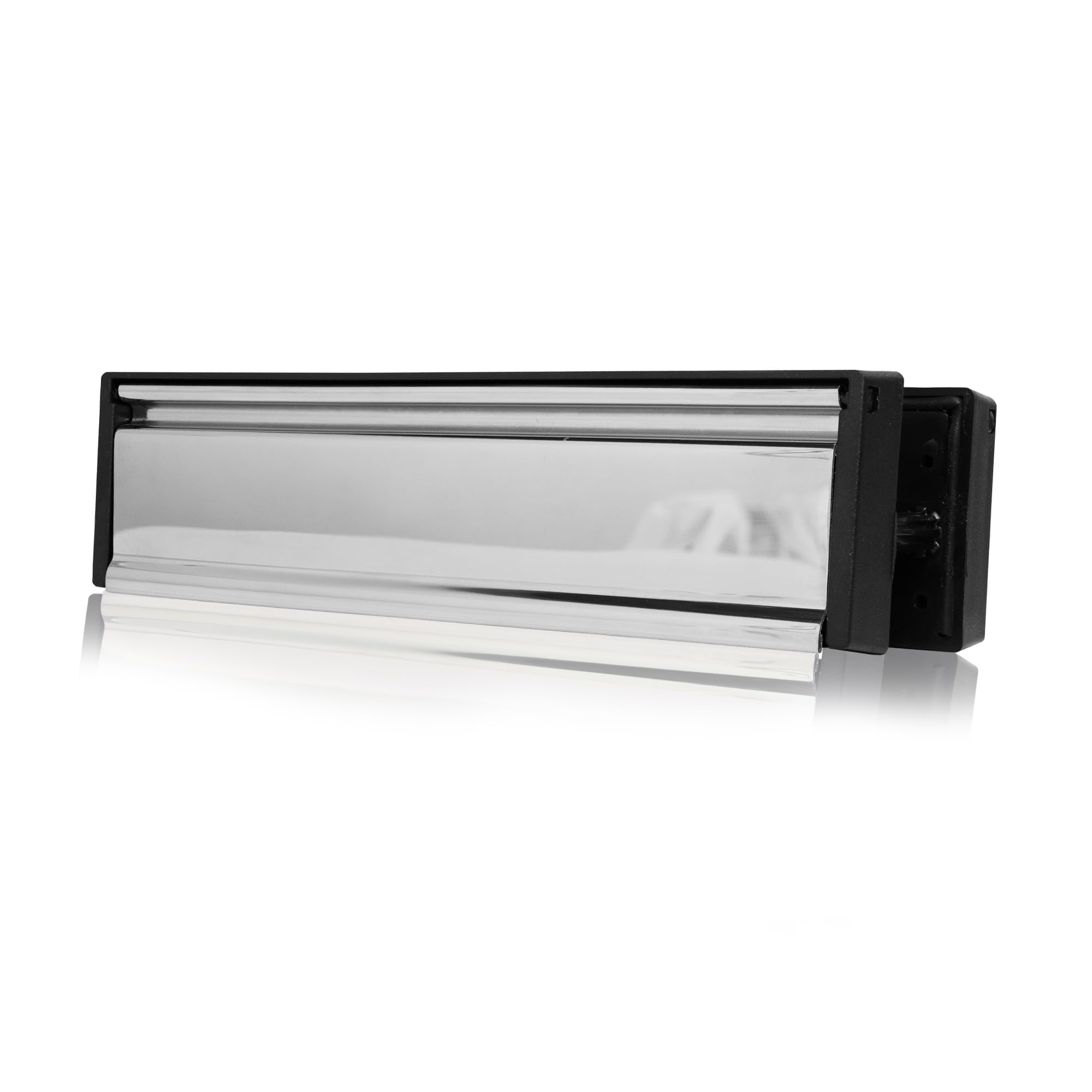 Xfort MailPlate 10" Letterplate Polished Chrome, Premium Draught Proof Postal Letterbox, Telescopic Sleeved Letter Box For Wooden, Composite And uPVC Midrail Doors With 40-80mm Door Thickness.