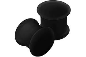 BanaVega Silicone Black Double Flared Tunnel Saddle Earring Ear Stretcher Gauge Plug Lobe Earring Piercing Jewelry See More Sizes