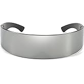 Dollger Futuristic Sunglasses Y2K Space Cyclops Wrap Around Glasses Rimless Translucent Mirrored Lens