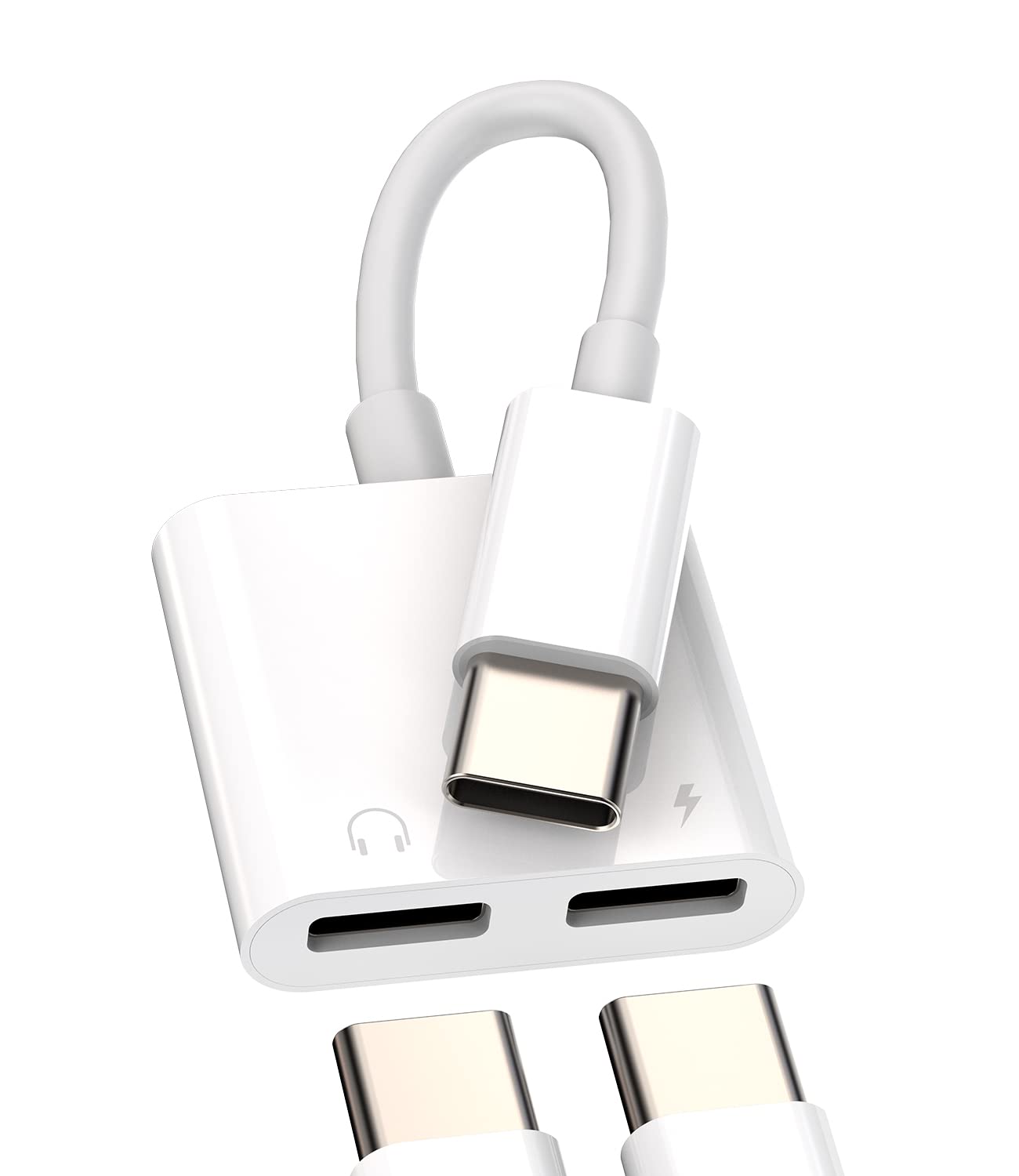 Photo 1 of Dual USB-C Headphone Splitter 2in1 DAC Type C Jack Aux Charging Dongle Charger Audio Adapter Cable Compatible for Samsung LG Apple iPhone15 Pro Max Plus Ipad Pro Air Mini Thunderbolt Cord Accessories