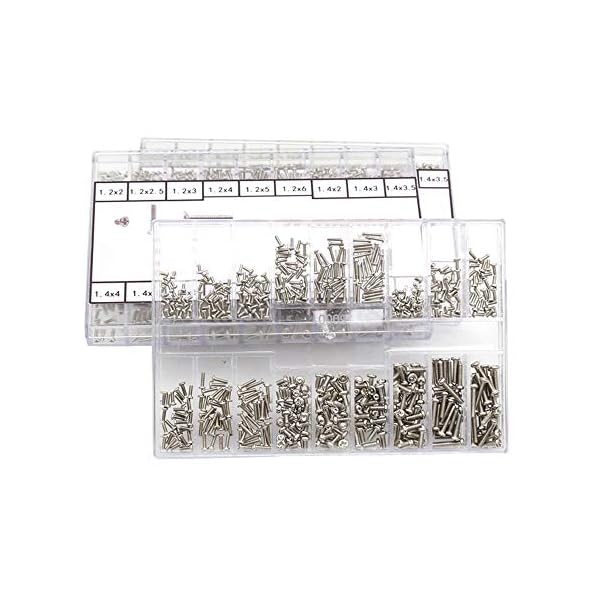 Nsiwem Mikroschrauben 2 Kartons Kleine Schrauben Set Edelstahl Winzige Reparaturschrauben Set 18 GrÃ¶Ãen mit Schraubendreher fÃ¼r Brillen Laptop Uhren Bequemes Tragen(Silber und Schwarz) – Bild 6